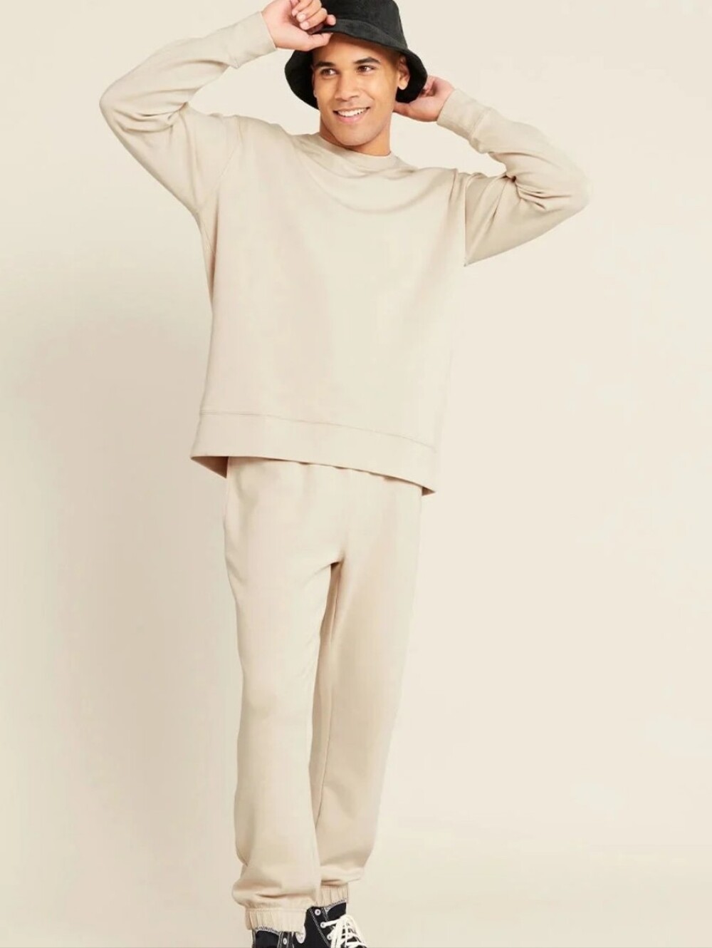 BOODY Unisex Bamboo Drawstring Joggers In Sand - Cream/Tan - Picture 3 of 6